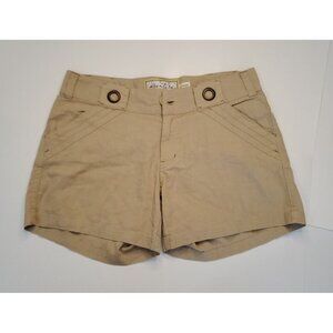 Aventura Organic Women's Short Hemp Cotton Metal Ring Loops Tan Sz 4 Flat Front